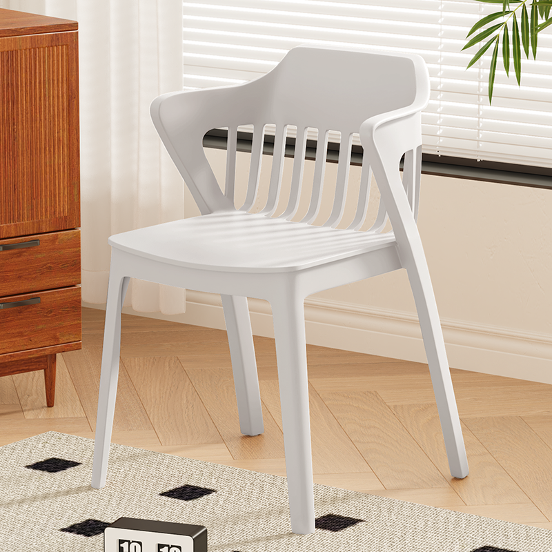 Contemporary Scandinavian Stackable Colorful Square Plastic Dining Chair Backrest Armrest For Dining Room