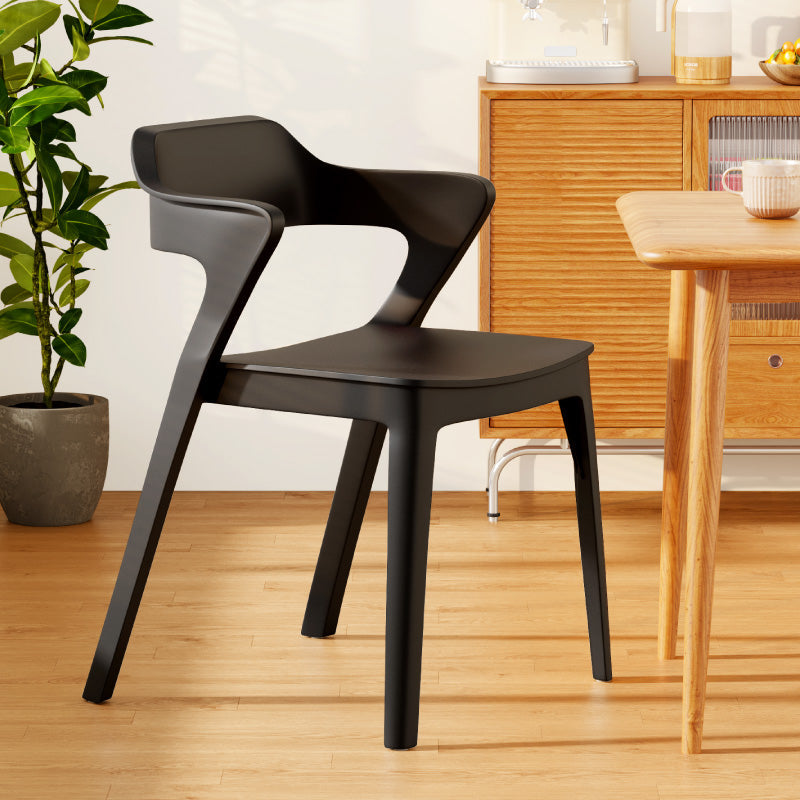 Contemporary Scandinavian Stackable Colorful Square Plastic Dining Chair Backrest Armrest For Dining Room