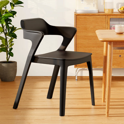 Contemporary Scandinavian Stackable Colorful Square Plastic Dining Chair Backrest Armrest For Dining Room