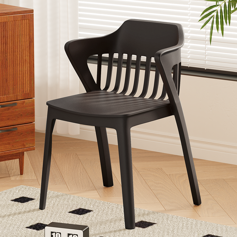 Contemporary Scandinavian Stackable Colorful Square Plastic Dining Chair Backrest Armrest For Dining Room