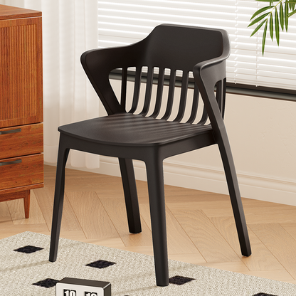 Contemporary Scandinavian Stackable Colorful Square Plastic Dining Chair Backrest Armrest For Dining Room