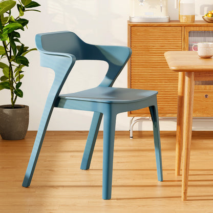 Contemporary Scandinavian Stackable Colorful Square Plastic Dining Chair Backrest Armrest For Dining Room