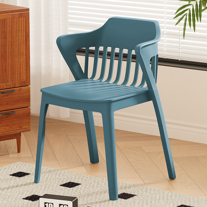Contemporary Scandinavian Stackable Colorful Square Plastic Dining Chair Backrest Armrest For Dining Room