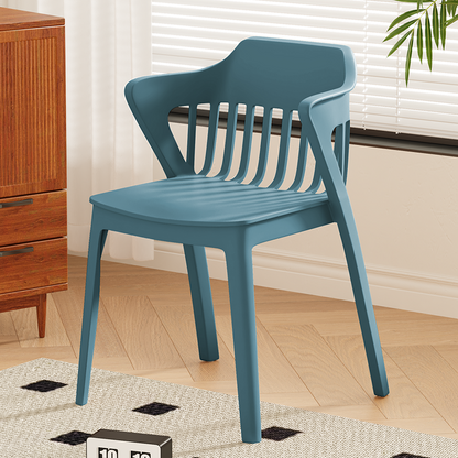 Contemporary Scandinavian Stackable Colorful Square Plastic Dining Chair Backrest Armrest For Dining Room
