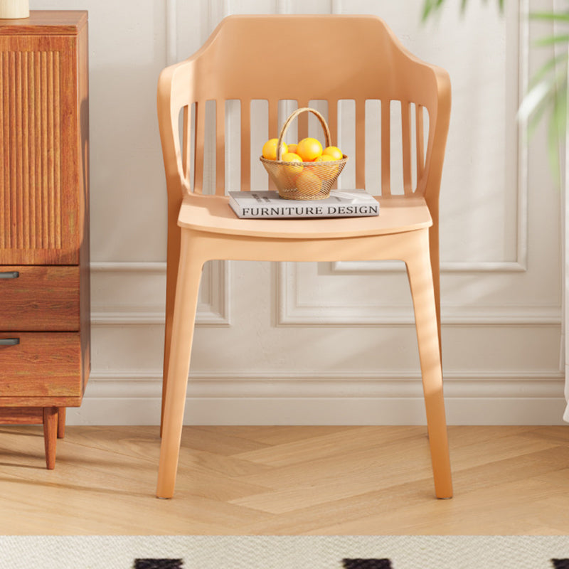 Contemporary Scandinavian Stackable Colorful Square Plastic Dining Chair Backrest Armrest For Dining Room