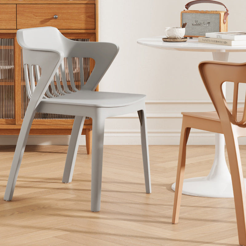 Contemporary Scandinavian Stackable Colorful Square Plastic Dining Chair Backrest Armrest For Dining Room
