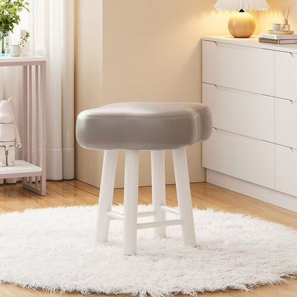 Contemporary Creative Cloud Shape Fabric Lambswool Wood Vanity Stool For Bedroom