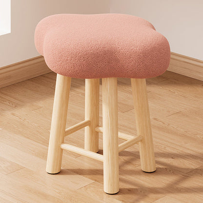 Contemporary Creative Cloud Shape Fabric Lambswool Wood Vanity Stool For Bedroom