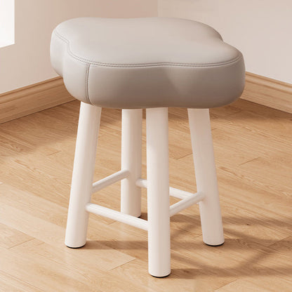 Contemporary Creative Cloud Shape Fabric Lambswool Wood Vanity Stool For Bedroom