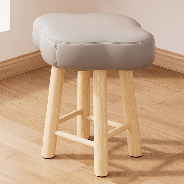 Contemporary Creative Cloud Shape Fabric Lambswool Wood Vanity Stool For Bedroom