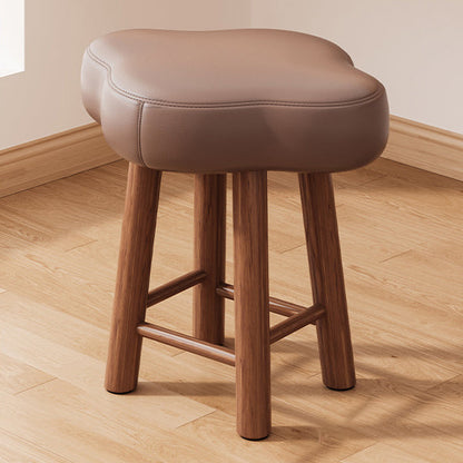 Contemporary Creative Cloud Shape Fabric Lambswool Wood Vanity Stool For Bedroom