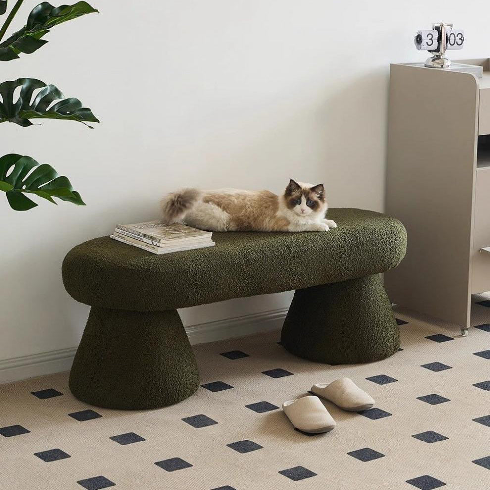 Contemporary Nordic Rectangle Wood Fabric Bench Chair For Bedroom