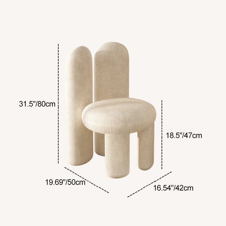 Contemporary Creative Rabbit Ears Round Cylinder Metal Lambswool Vanity Stool Backrest For Bedroom