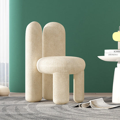 Contemporary Creative Rabbit Ears Round Cylinder Metal Lambswool Vanity Stool Backrest For Bedroom