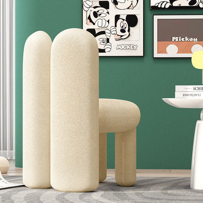 Contemporary Creative Rabbit Ears Round Cylinder Metal Lambswool Vanity Stool Backrest For Bedroom