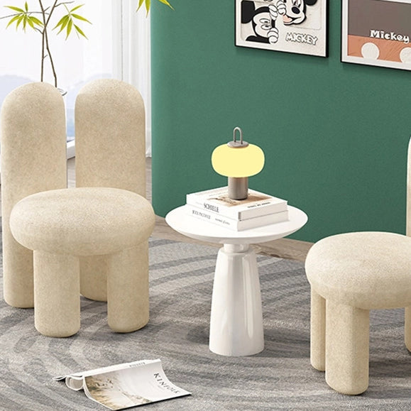 Contemporary Creative Rabbit Ears Round Cylinder Metal Lambswool Vanity Stool Backrest For Bedroom