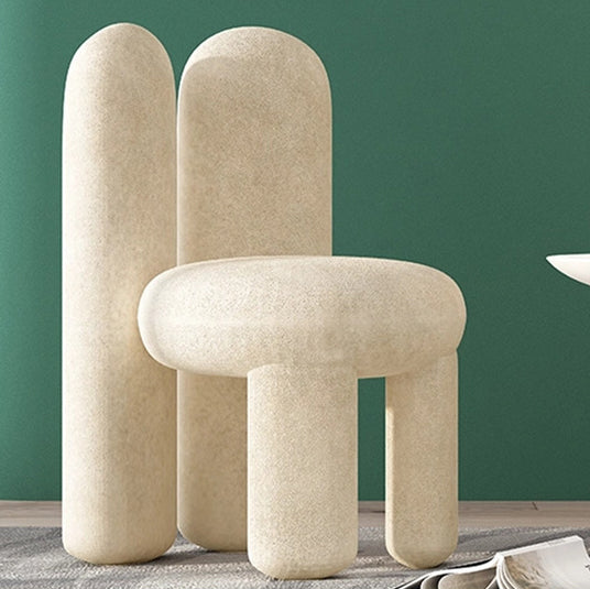 Contemporary Creative Rabbit Ears Round Cylinder Metal Lambswool Vanity Stool Backrest For Bedroom