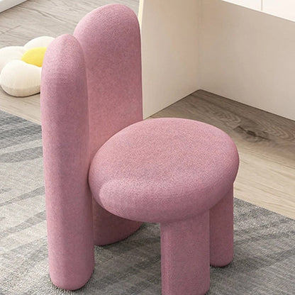 Contemporary Creative Rabbit Ears Round Cylinder Metal Lambswool Vanity Stool Backrest For Bedroom