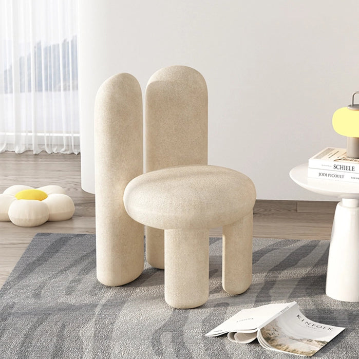 Contemporary Creative Rabbit Ears Round Cylinder Metal Lambswool Vanity Stool Backrest For Bedroom