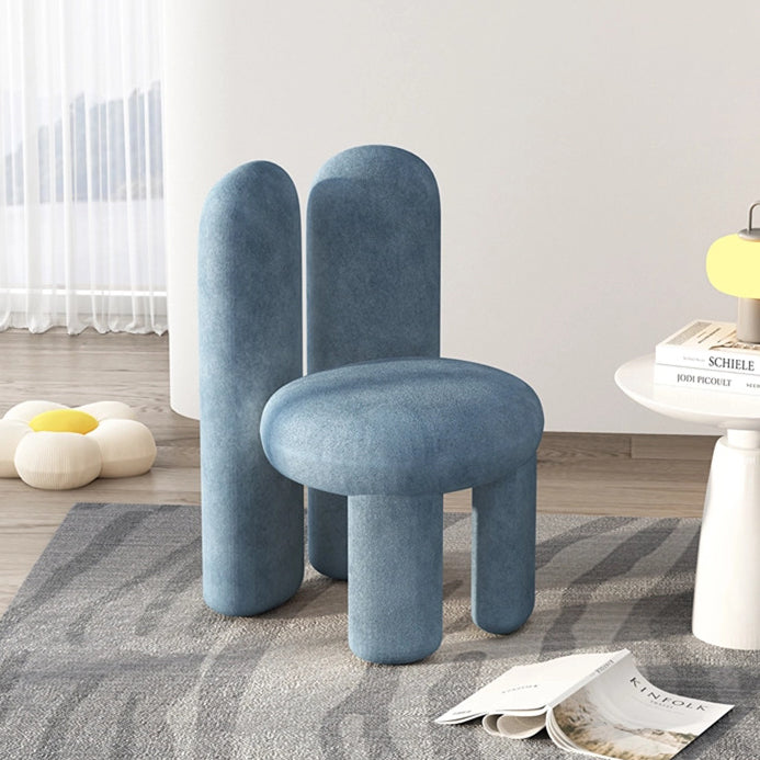 Contemporary Creative Rabbit Ears Round Cylinder Metal Lambswool Vanity Stool Backrest For Bedroom