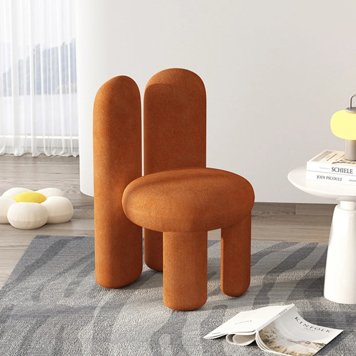 Contemporary Creative Rabbit Ears Round Cylinder Metal Lambswool Vanity Stool Backrest For Bedroom