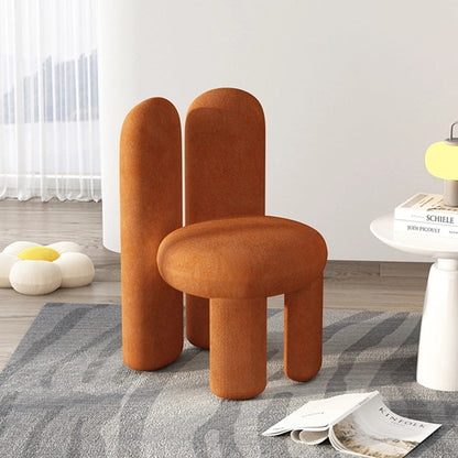 Contemporary Creative Rabbit Ears Round Cylinder Metal Lambswool Vanity Stool Backrest For Bedroom