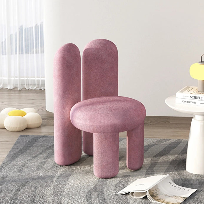 Contemporary Creative Rabbit Ears Round Cylinder Metal Lambswool Vanity Stool Backrest For Bedroom