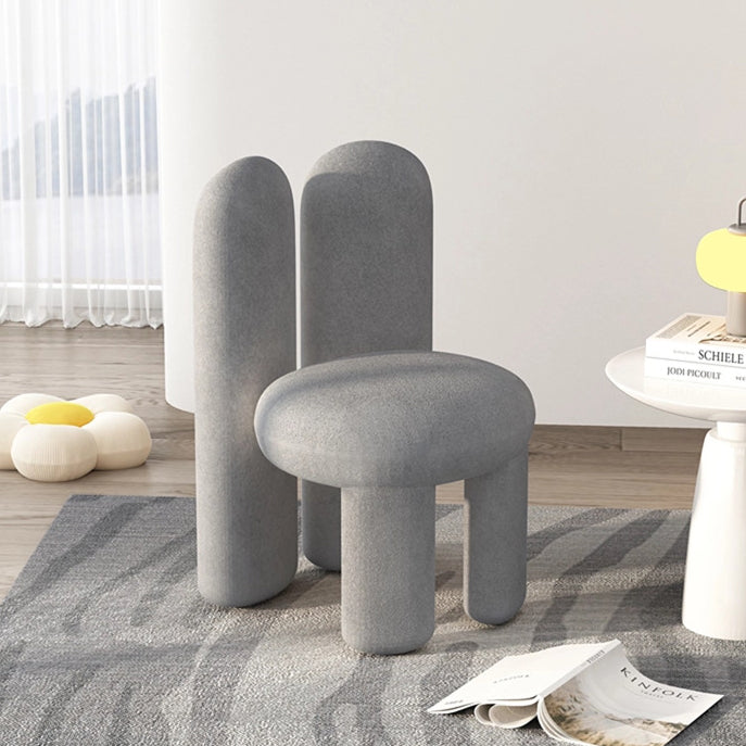 Contemporary Creative Rabbit Ears Round Cylinder Metal Lambswool Vanity Stool Backrest For Bedroom