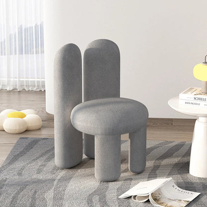 Contemporary Creative Rabbit Ears Round Cylinder Metal Lambswool Vanity Stool Backrest For Bedroom