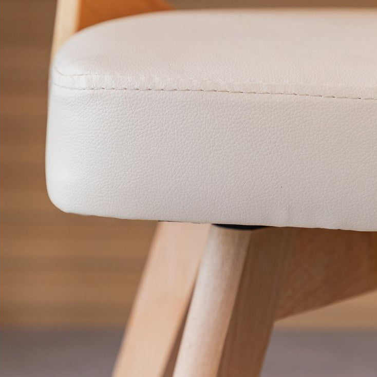 Modern Minimalist Rotatable Square Curve Wood PU Leather Dining Chair Backrest Armrest For Dining Room