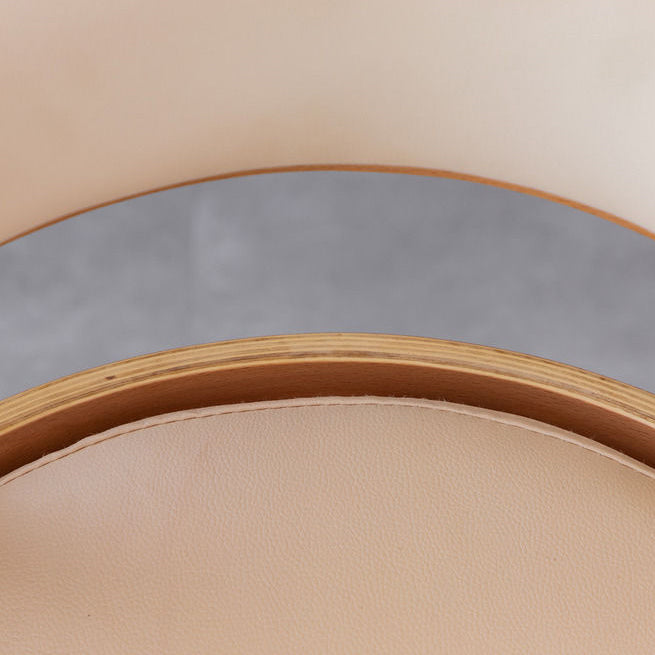 Modern Minimalist Rotatable Square Curve Wood PU Leather Dining Chair Backrest Armrest For Dining Room