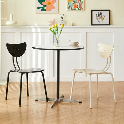 Contemporary Creative Ant Look Cream Square Curved Iron PP Dining Chair Backrest For Dining Room