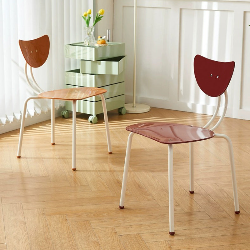 Contemporary Creative Ant Look Cream Square Curved Iron PP Dining Chair Backrest For Dining Room