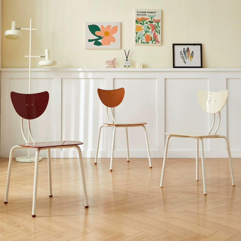 Contemporary Creative Ant Look Cream Square Curved Iron PP Dining Chair Backrest For Dining Room