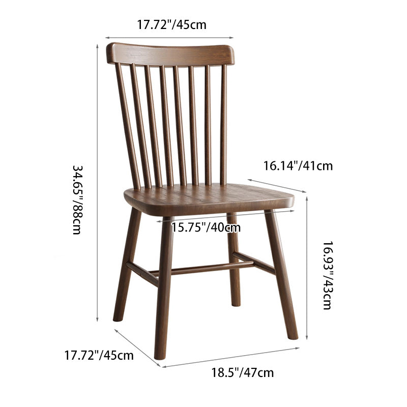 Traditional Vintage Square Rubberwood Dining Chair Backrest For Dining Room
