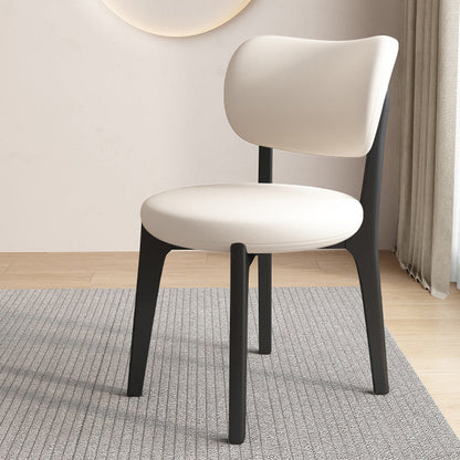 Contemporary Scandinavian Round Curve Oak Faux Leather Dining Chair Backrest For Dining Room
