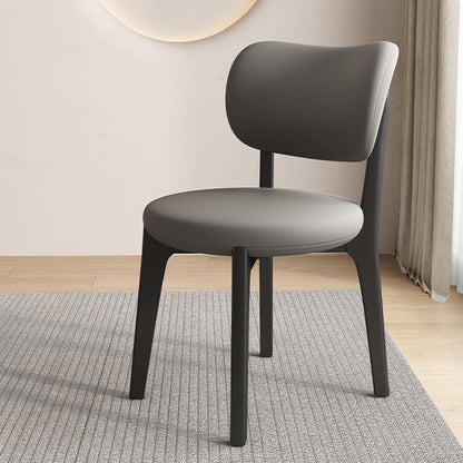 Contemporary Scandinavian Round Curve Oak Faux Leather Dining Chair Backrest For Dining Room
