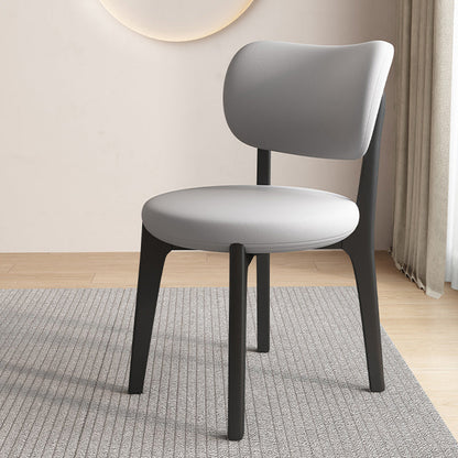 Contemporary Scandinavian Round Curve Oak Faux Leather Dining Chair Backrest For Dining Room