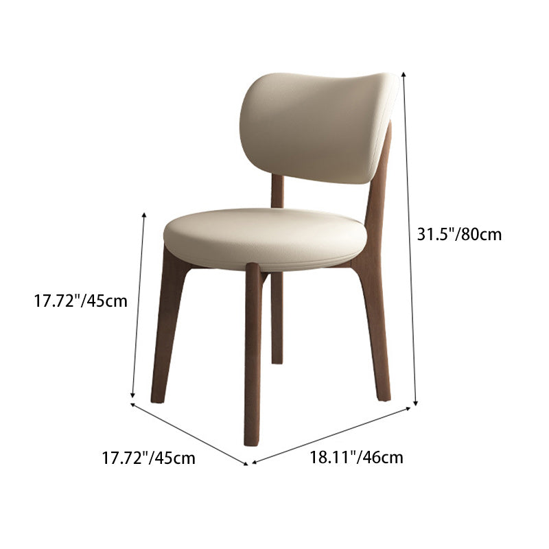 Contemporary Scandinavian Round Curve Oak Faux Leather Dining Chair Backrest For Dining Room