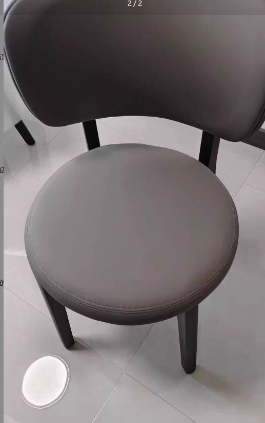 Contemporary Scandinavian Round Curve Oak Faux Leather Dining Chair Backrest For Dining Room