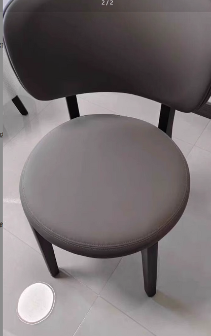 Contemporary Scandinavian Round Curve Oak Faux Leather Dining Chair Backrest For Dining Room