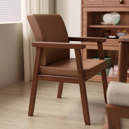 Modern Minimalist Square Wood Cotton Linen Dining Chair Backrest Armrest For Dining Room