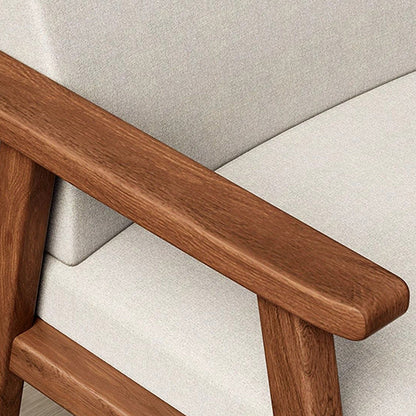 Modern Minimalist Square Wood Cotton Linen Dining Chair Backrest Armrest For Dining Room