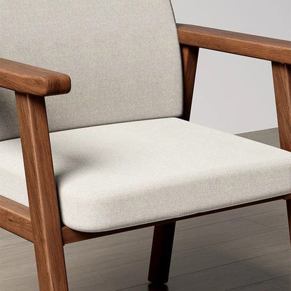 Modern Minimalist Square Wood Cotton Linen Dining Chair Backrest Armrest For Dining Room