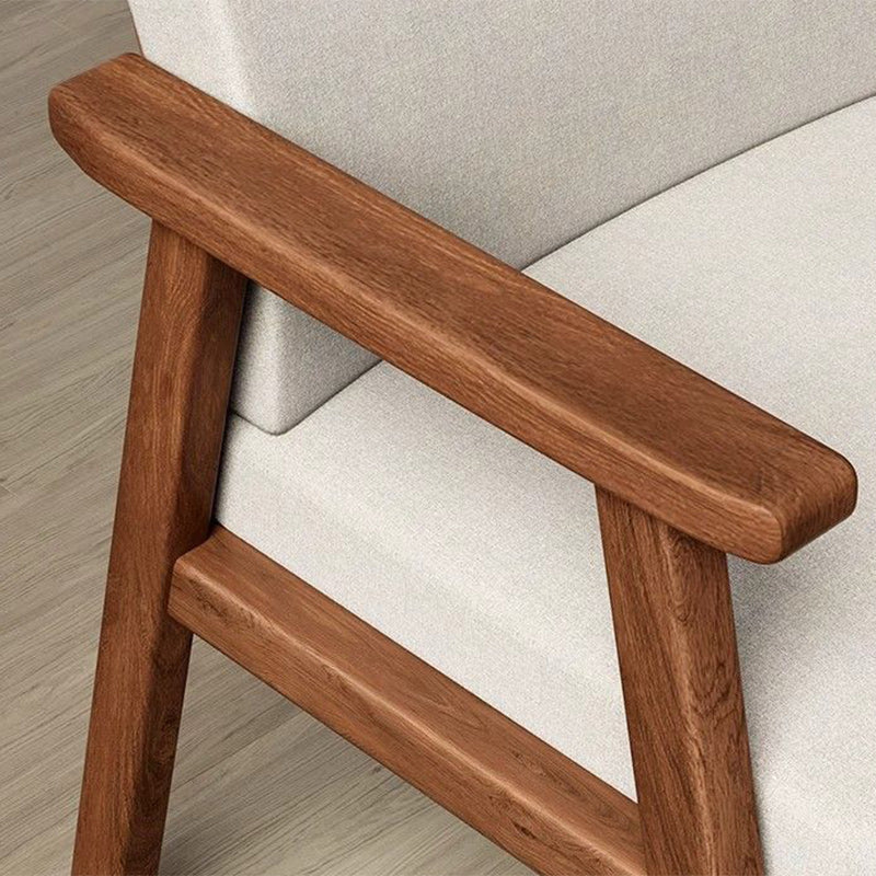 Modern Minimalist Square Wood Cotton Linen Dining Chair Backrest Armrest For Dining Room