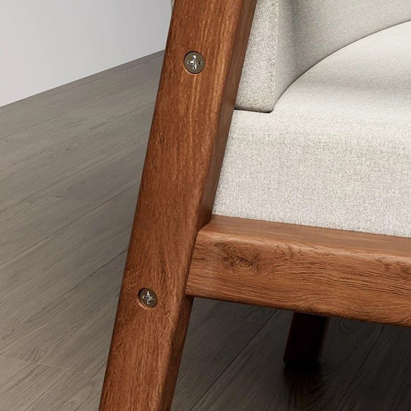 Modern Minimalist Square Wood Cotton Linen Dining Chair Backrest Armrest For Dining Room