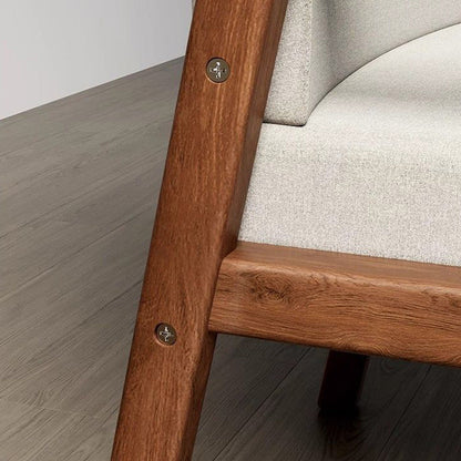 Modern Minimalist Square Wood Cotton Linen Dining Chair Backrest Armrest For Dining Room