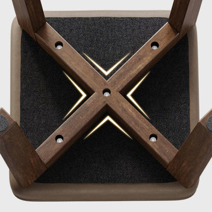 Modern Minimalist Square Solid Wood Leathaire Vanity Stool 4-Leg For Bedroom