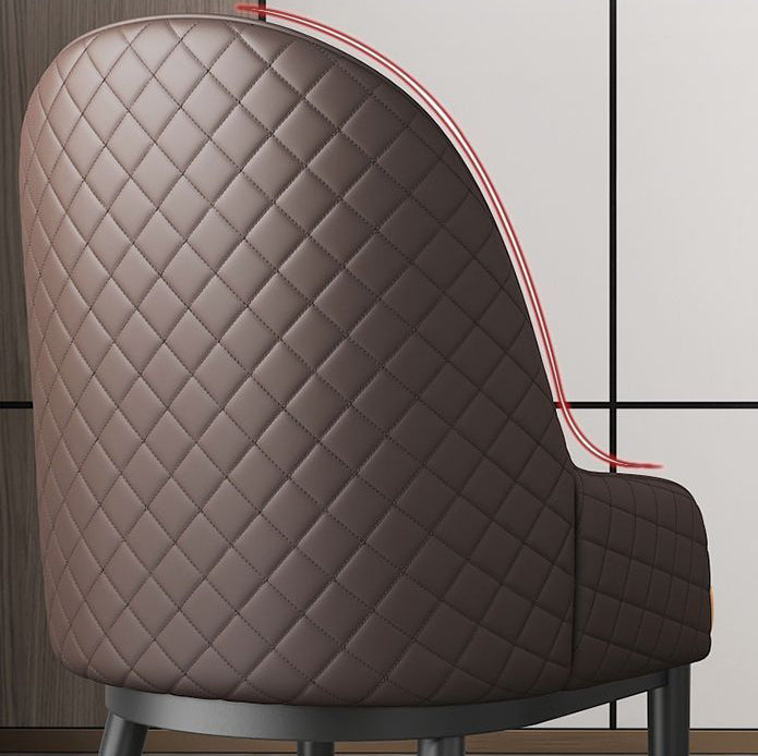 Modern Luxury Rectangular Faux Leather Carbon Steel Dining Chair Backrest Armrest For Dining Room