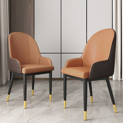 Modern Luxury Rectangular Faux Leather Carbon Steel Dining Chair Backrest Armrest For Dining Room
